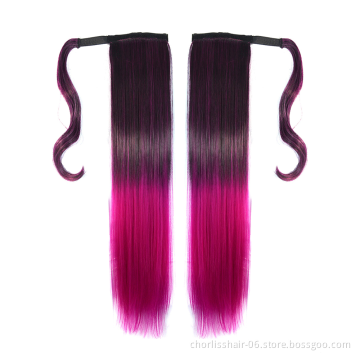 Top Quality Natural Color Chorliss Goddess Long Straight With Wrap Around Japanese Synthetic Fiber High Ponytail Hair Extension